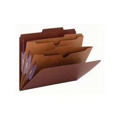 Smead Pressboard Classification Folders With SafeSHIELD Fasteners, 2" Expansion, Letter Size, 2 Dividers, Red, 10/Box (14079) -Esseltela Shop sp43804296 s7