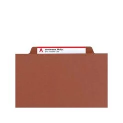 Smead Pressboard Classification Folders With SafeSHIELD Fasteners, 2" Expansion, Letter Size, 2 Dividers, Red, 10/Box (14079) -Esseltela Shop sp43804297 s7