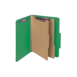 Smead Pressboard Classification Folders With SafeSHIELD Fasteners, 2" Expansion, Letter Size, 2 Dividers, Green, 10/Box (14033)