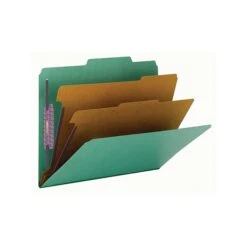 Smead Pressboard Classification Folders With SafeSHIELD Fasteners, 2" Expansion, Letter Size, 2 Dividers, Green, 10/Box (14033) -Esseltela Shop sp43812372 s7