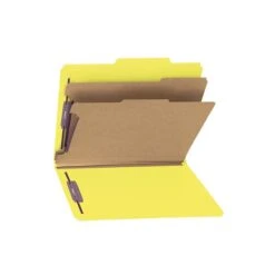 Smead Pressboard Classification Folders With SafeSHIELD Fasteners, 2" Expansion, Letter Size, 2 Dividers, Yellow, 10/Box (14034) -Esseltela Shop sp43812380 s7