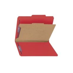 Smead Classification Folders With SafeSHIELD Fasteners, 2" Expansion, Letter Size, 1 Divider, Bright Red, 10/Box (13731)