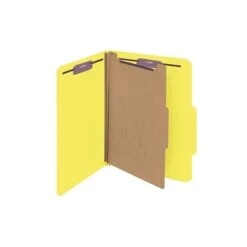 Smead Pressboard Classification Folders With SafeSHIELD Fasteners, 2" Expansion, Letter Size, 1 Divider, Yellow, 10/Box (13734) -Esseltela Shop sp43812409 s7