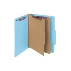 Esseltela Shop 13 Smead Pressboard Classification Folders With SafeSHIELD Fasteners, 2" Expansion, Letter Size, 2 Dividers, Blue, 10/Box (14030)