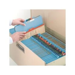 Smead Pressboard Classification Folders With SafeSHIELD Fasteners, 3" Expansion, Letter Size, 3 Dividers, Blue, 10/Box (14094) -Esseltela Shop sp43813972 s7