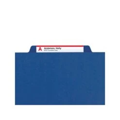 Smead Classification Folders With SafeSHIELD Fasteners, 3" Expansion, Letter Size, 3 Dividers, Dark Blue, 10/Box (14096)