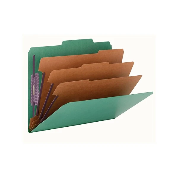 Smead Pressboard Classification Folders With SafeSHIELD Fasteners, 3" Expansion, Letter Size, 3 Dividers, Green, 10/Box (14097) 4 Smead Pressboard Classification Folders With SafeSHIELD Fasteners, 3" Expansion, Letter Size, 3 Dividers, Green, 10/Box (14097) - Image 2