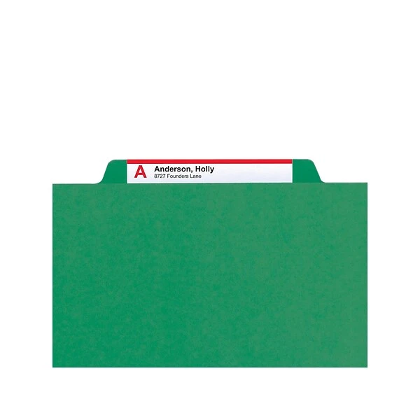 Smead Pressboard Classification Folders With SafeSHIELD Fasteners, 3" Expansion, Letter Size, 3 Dividers, Green, 10/Box (14097) 8 Smead Pressboard Classification Folders With SafeSHIELD Fasteners, 3" Expansion, Letter Size, 3 Dividers, Green, 10/Box (14097) - Image 6