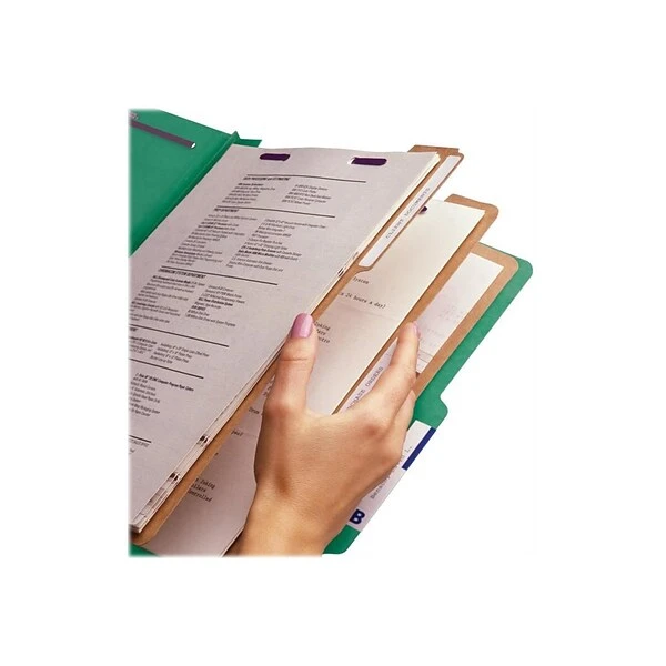 Smead Pressboard Classification Folders With SafeSHIELD Fasteners, 3" Expansion, Letter Size, 3 Dividers, Green, 10/Box (14097) 9 Smead Pressboard Classification Folders With SafeSHIELD Fasteners, 3" Expansion, Letter Size, 3 Dividers, Green, 10/Box (14097) - Image 7