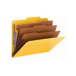 Smead Pressboard Classification Folders With SafeSHIELD Fasteners, 3" Expansion, Letter Size, 3 Dividers, Yellow, 10/Box (14098) -Esseltela Shop sp43813993 s7