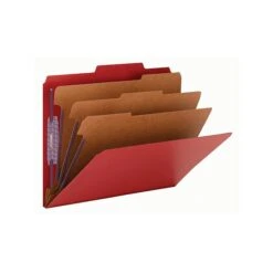 Smead Classification Folders With SafeSHIELD Fasteners, 3" Expansion, Letter Size, 3 Dividers, Bright Red, 10/Box (14095) -Esseltela Shop sp43814017 s7