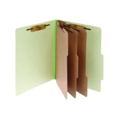 ACCO Pressboard Classification Folder, 3-Dividers, 4" Expansion, Letter Size, Leaf Green, 10/Box (ACC15048)