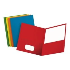 Oxford 2-Pocket Presentation Folders, Assorted Colors, 25/Box (OXF 57513)