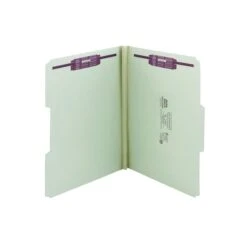 Smead Pressboard Classification Folders With SafeSHIELD Fasteners, 1/3-Cut Tab, Letter Size, Gray/Green, 25/Box (14931)