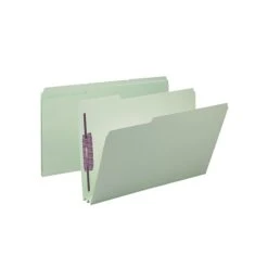 Smead Pressboard Classification Folders With SafeSHIELD Fasteners, 1/3-Cut Tab, Legal Size, Gray/Green, 25/Box (19934)