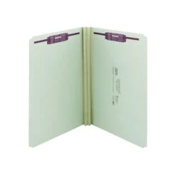Smead Pressboard Classification Folders With SafeSHIELD Fasteners, Straight-Cut Tab, Legal Size, Gray/Green, 25/Box (19910)