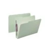 Smead Pressboard Classification Folders With SafeSHIELD Fasteners, 1/3-Cut Tab, Letter Size, Gray/Green, 25/Box (14944)