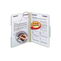 Smead Pressboard Classification Folders With SafeSHIELD Fasteners, 1/3-Cut Tab, Letter Size, Gray/Green, 25/Box (14944) -Esseltela Shop sp44488442 s7