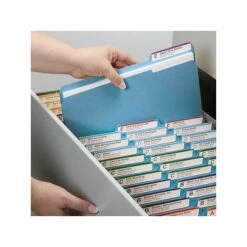 Smead Heavy Duty Pressboard Classification Folders With SafeSHIELD Fasteners, 1/3-Cut Tab, Letter Size, Blue, 25/Box (14937) -Esseltela Shop sp44489303 s7