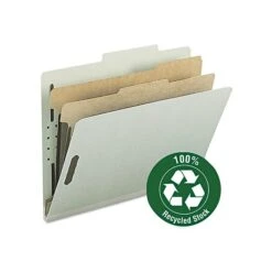 Smead 100% Recycled Paperboard Classification Folders, Letter Size, 2 Dividers, Gray/Green, 10/Box (14023)