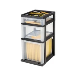 Iris® Rolling Cart With Plastic Organizer Top; 3-Drawer