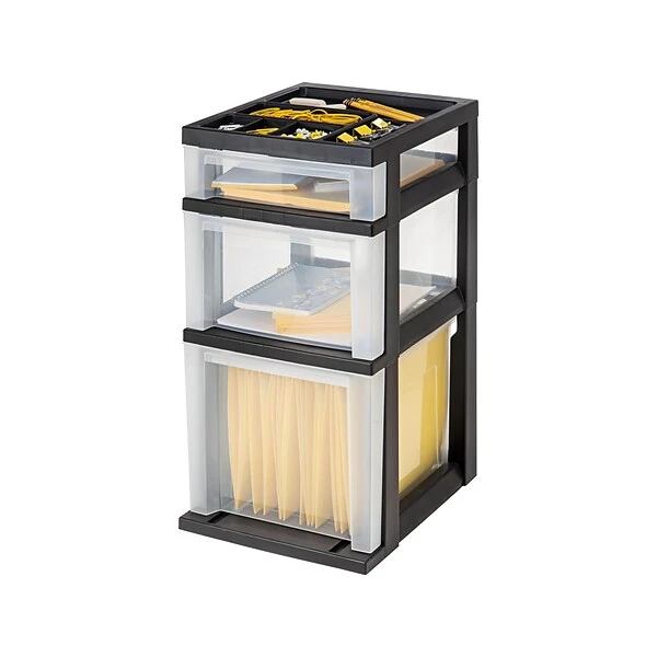 Iris® Rolling Cart With Plastic Organizer Top; 3-Drawer 3 Iris® Rolling Cart With Plastic Organizer Top; 3-Drawer