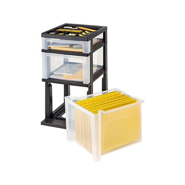Iris® Rolling Cart With Plastic Organizer Top; 3-Drawer 4 Iris® Rolling Cart With Plastic Organizer Top; 3-Drawer - Image 2
