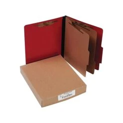 ACCO ColorLife Moisture Resistant Presstex Top Classification Folders, 2 Dividers, 3" Expansion, Letter Size, Red, 10/Pack