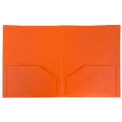 JAM Paper Heavy Duty 2-Pocket School Folders, Orange, 6/Pack (946176D)