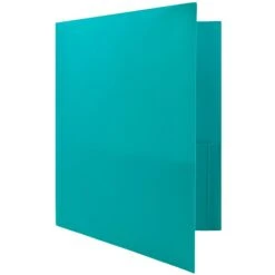 JAM Paper® Plastic Two-Pocket School POP Folders With Metal Prongs Fastener Clasps, Teal Blue, Bulk 96/Pack (382ECTED) -Esseltela Shop sp58557891 s7