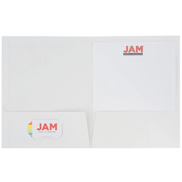 JAM PAPER Glossy Two Pocket Presentation Folder, White, 50/Box (385GWHC) 3 JAM PAPER Glossy Two Pocket Presentation Folder, White, 50/Box (385GWHC)