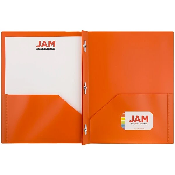 JAM Paper Plastic POP 2-Pocket Folders With Metal Prong Fastener, Orange,96/Pack (382ECOR) 4 JAM Paper Plastic POP 2-Pocket Folders With Metal Prong Fastener, Orange,96/Pack (382ECOR) - Image 2