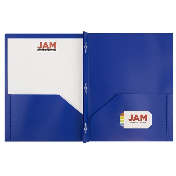 JAM Paper Plastic POP 2-Pocket Folders With Metal Prong Fastener, Deep Blue, 6/Pack (313525335) 4 JAM Paper Plastic POP 2-Pocket Folders With Metal Prong Fastener, Deep Blue, 6/Pack (313525335) - Image 2