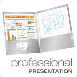 Oxford ShowFolio 2-Pocket Laminated Folders, Gray, 25/Box (OXF 51705)