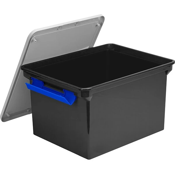 Storex Letter/Legal Portable File Tote Storage Box With Locking Handle, Letter/Legal Size, Black (STX61543U01C) 3 Storex Letter/Legal Portable File Tote Storage Box With Locking Handle, Letter/Legal Size, Black (STX61543U01C)