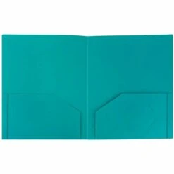 JAM Paper Heavy Duty 2-Pocket Folder, Teal Blue, 6/Pack (383hted)