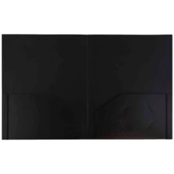 JAM Paper Heavy Duty Plastic Two-Pocket School Folders, Black, 6/Pack (57406D)