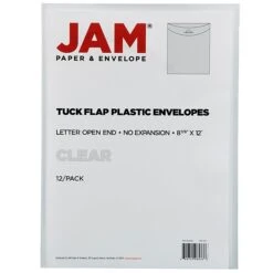 JAM Paper® Plastic Envelopes With Tuck Flap Closure, Letter Open End, 9.875 X 11.75, Clear, 12/Pack (1541729) -Esseltela Shop sp82108784 s7