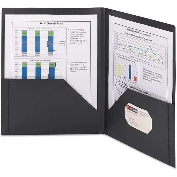 Smead Frame View Poly 2-Pocket Presentation Folder, Black, 5/Pack (87705) 4 Smead Frame View Poly 2-Pocket Presentation Folder, Black, 5/Pack (87705) - Image 2
