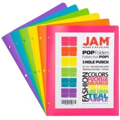 JAM Paper Plastic 2-Pocket Folders, Assorted Fashion Colors, 6/Pack (382EHPASTFA)