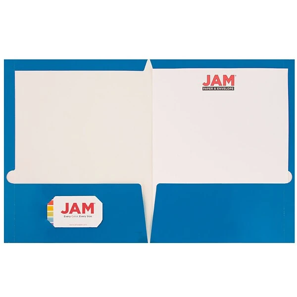 JAM Paper® Laminated Glossy 2 Pocket Presentation Folders, Blue, 100/Box (385GBU) 4 JAM Paper® Laminated Glossy 2 Pocket Presentation Folders, Blue, 100/Box (385GBU) - Image 2