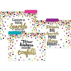 Teacher Created Resources Confetti File Folders, 3-Tab, 11.75" X 9.5", Assorted Colors, 24/PK (TCR8536)