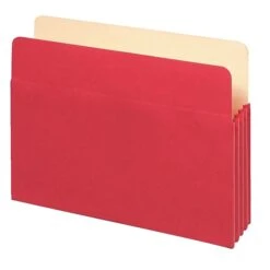 Pendaflex 10% Recycled Reinforced File Pocket, 3 1/2" Expansion, Letter Size, Red (1524ERED)