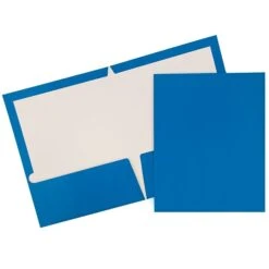 JAM Paper Laminated 2-Pocket Glossy Presentation Folders, Assorted Colors, 6/Pack (385GASSRTD)